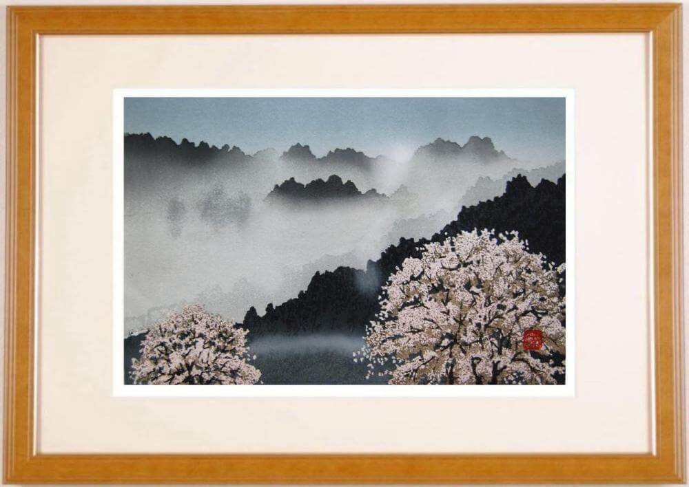 宮本秋風 霧に桜